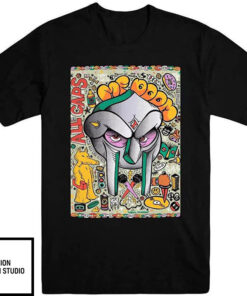 MF Doom T-Shirt All Caps Colorful Graphic Black T-Shirt