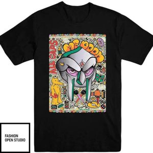 MF Doom T Shirt All Caps Colorful Graphic Black T Shirt 1