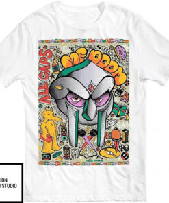 MF Doom T-Shirt All Caps Colorful Graphic White T-Shirt