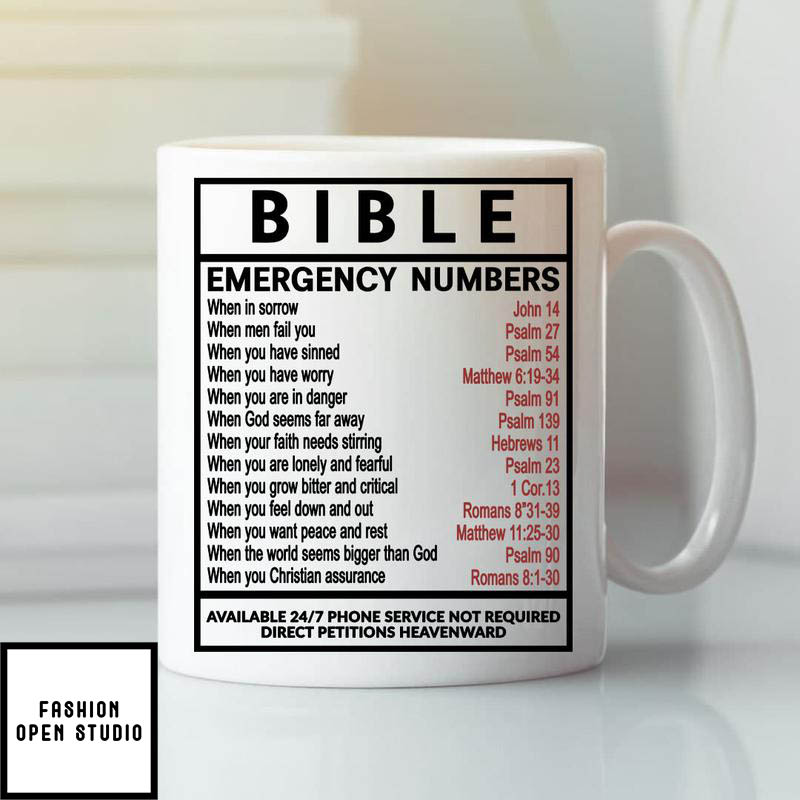 Bible Emergency Numbers Mug Jesus Lovers
