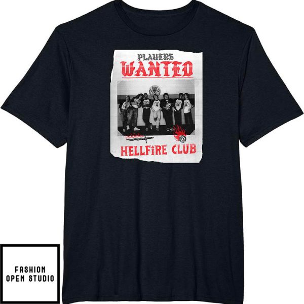Hellfire Club T-Shirt Group Wanted Poster Stranger Things
