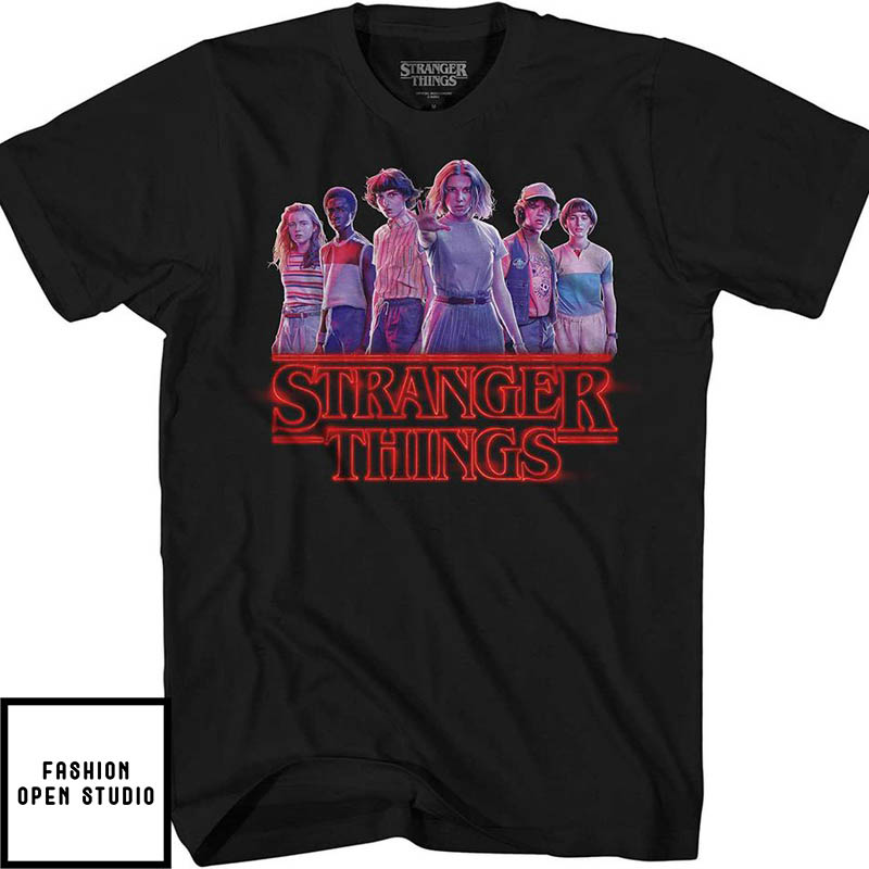 Stranger Things Group Cast Eleven Logo T-Shirt