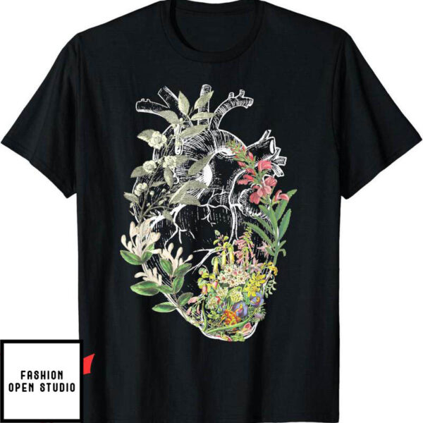 Blood Flower T-Shirt Anatomical Heart Flowers Show Your Love