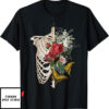 Blood Flower T-Shirt Skeleton Body Red Roses Flower