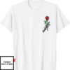 Blood Flower T-Shirt Skeleton Hand Holding Red Rose