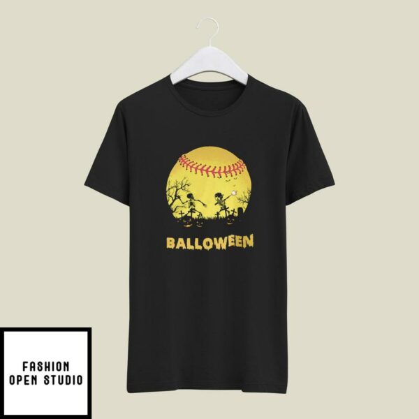 Funny Balloween T-Shirt Baseball Lover Halloween T-Shirt