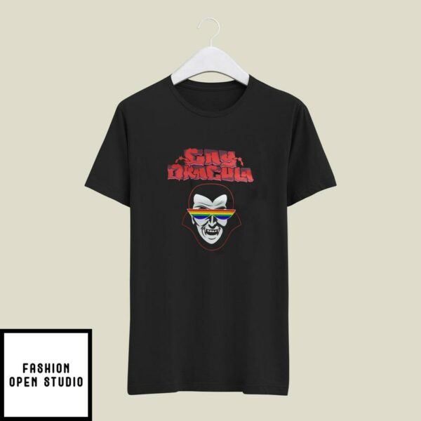 Gay Dracula T-Shirt Gay Vampire LGBT Sunglasses