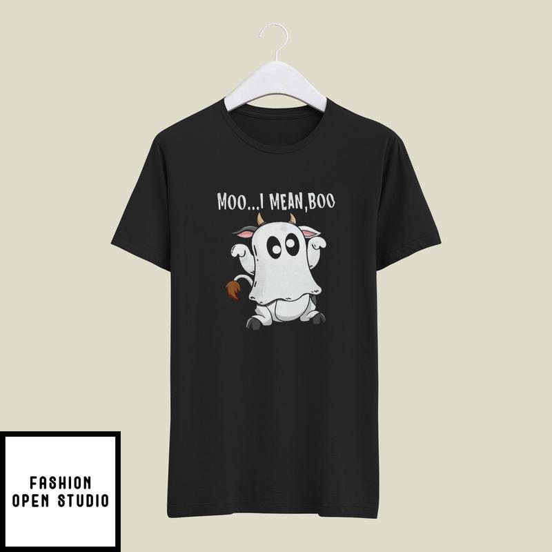 Moo I Mean Boo T-Shirt Cow Halloween