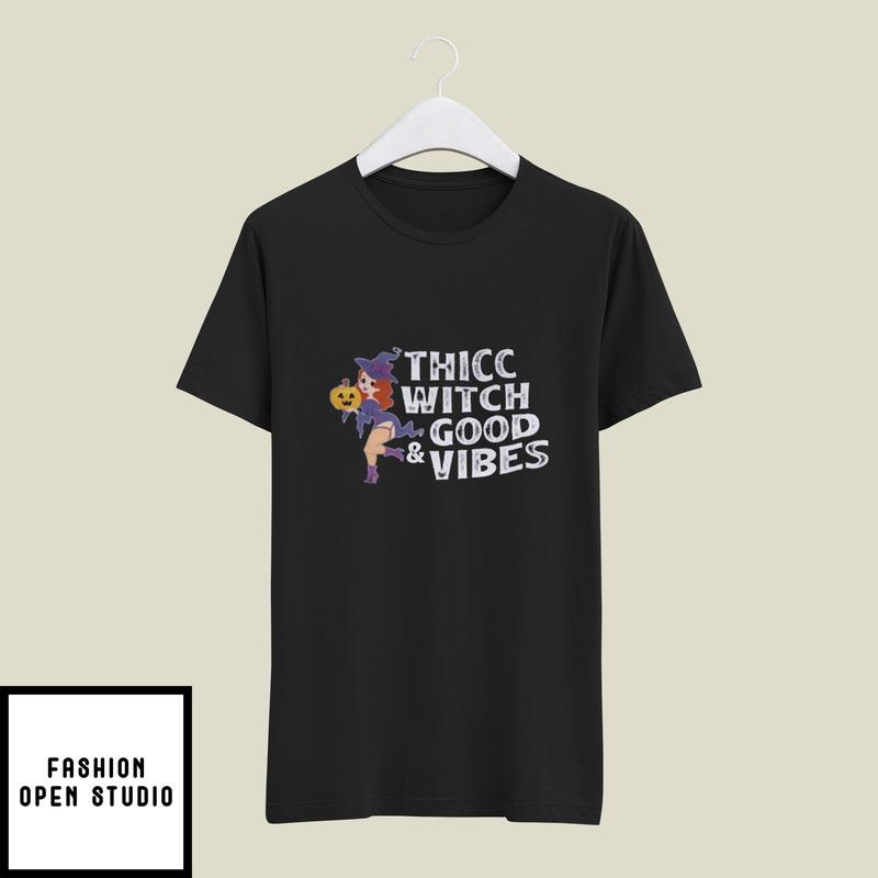 Red Head BBW T-Shirt Thicc Witch Good Vibes Halloween