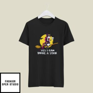 Yes I Can Drive a Stick Unicorn Witch Halloween T-Shirt