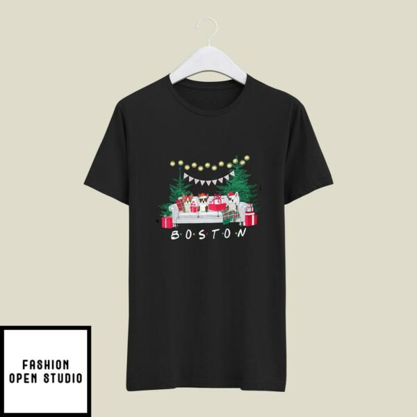Boston Terrier Mens Christmas T-Shirts Merry Christmas