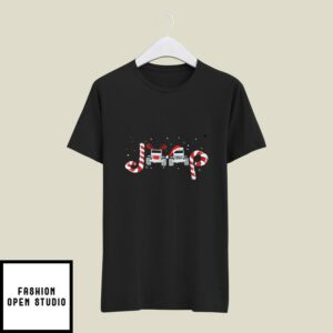 Candy Cane Jeep T-Shirt Merry Christmas