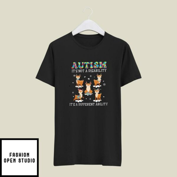 Christmas Autism T-Shirt Autism It’s Not A Disability It’s A Different Ability