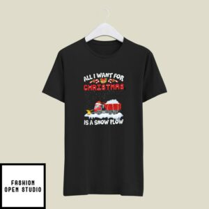 Christmas Cars T-Shirt Santa Hat All I Want For Christmas Is A Snow Plow