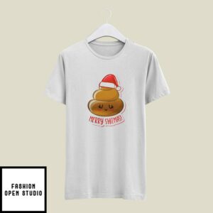 Christmas Poop Emoji T-Shirt Santa Hat