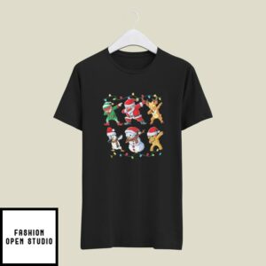 Elf Santa Reindeer Snowman Gingerbread Dabbing Christmas T-Shirt