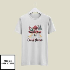 Let It Snow Corgi Dog Christmas T-Shirt 100 Cotton