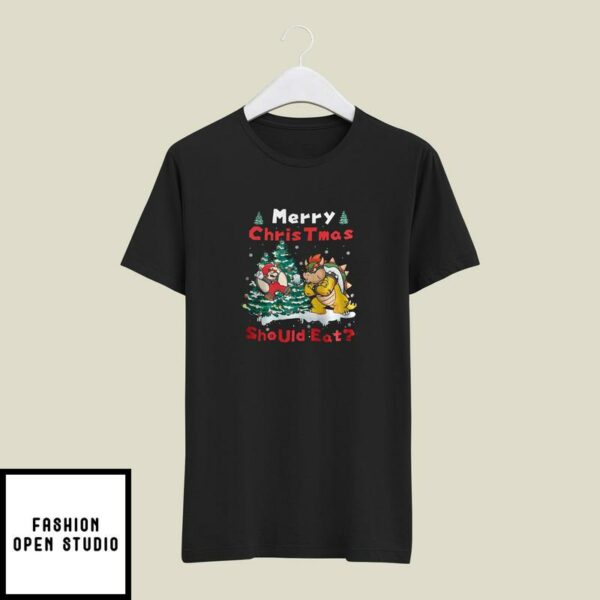 Mario Christmas T-Shirt Merry Christmas Should Eat