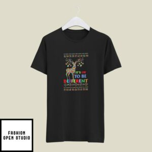 Reindeer Christmas Autism T-Shirt It’s Ok To Be Different