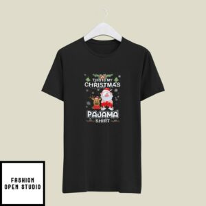 Reindeer Santa This is My Christmas Pajama T-Shirt Xmas Lights Funny Holiday T-shirt