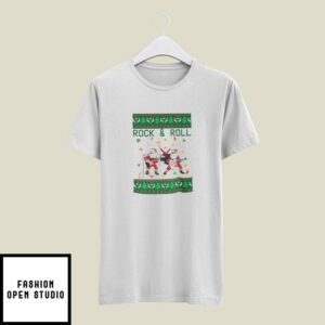 Rock And Roll Christmas T-Shirt Santa Rocks Music Band