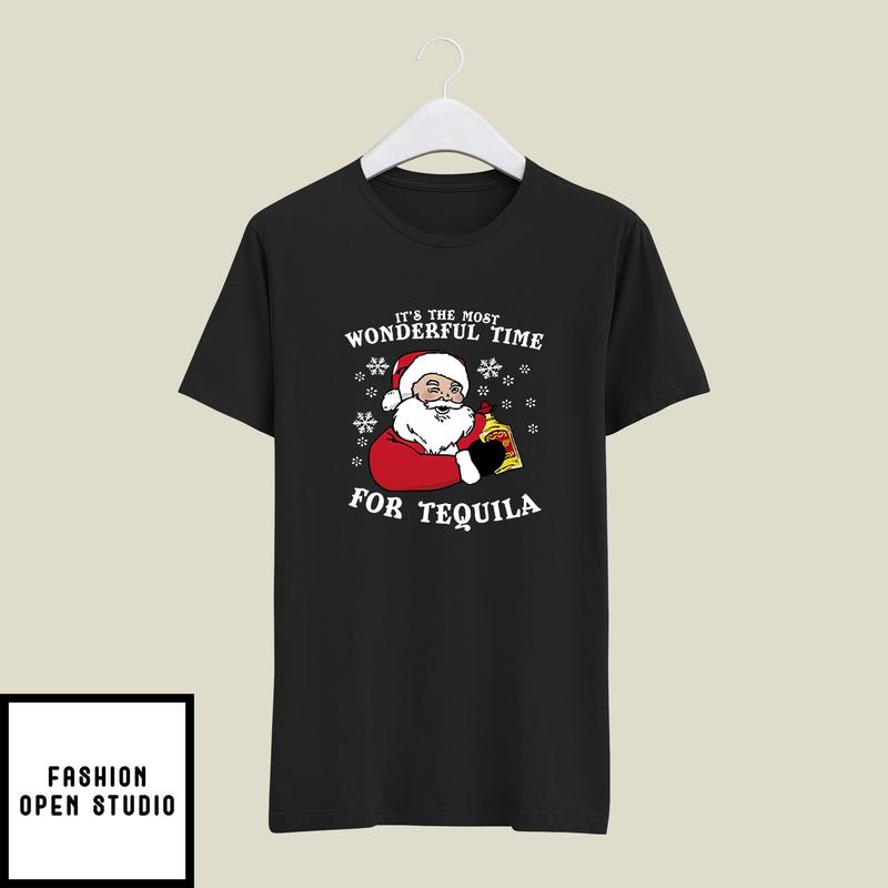 Santa Tequila T-Shirt It's The Most Wonderful Time For Tequila