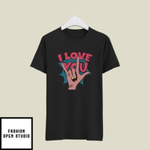 I Love You Sign Language Retro Design Unisex T-Shirt Valentines Day