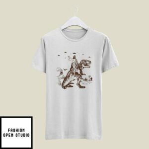 Jesus Riding Dinosaur T-Shirt UFO