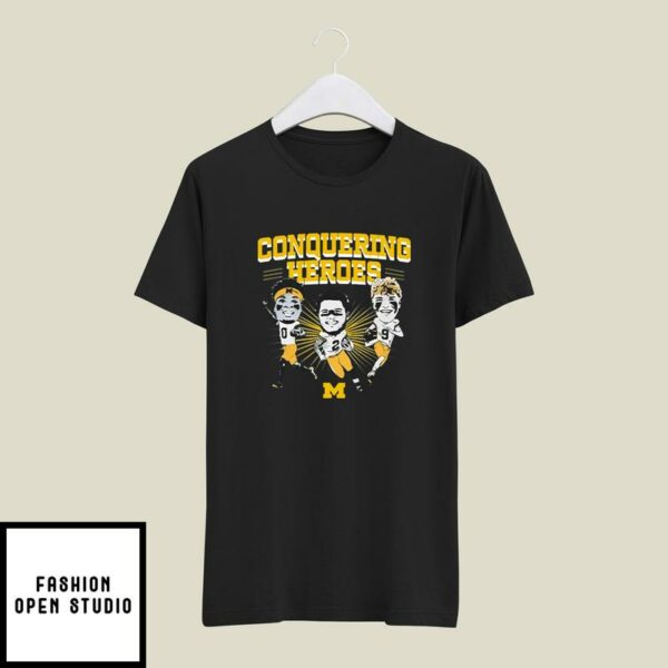 Mike Sainristil Blake Corum J.J. McCarthy Conquering Heroes T-Shirt
