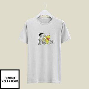 Pooh Pouring Honey On Betty Boop T-Shirt Winnie The Pooh