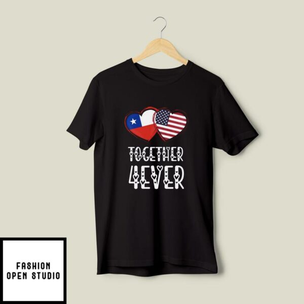 Chile USA Valentines Gift Flag Heart Chilean American Together T-Shirt