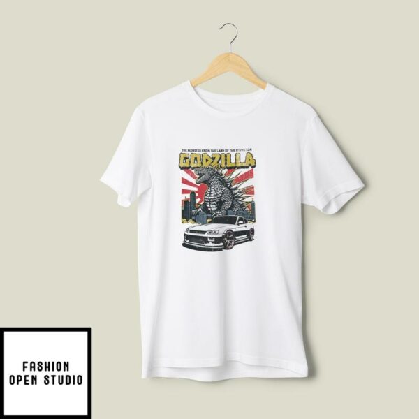 Godzilla And Car Vintage T-shirt