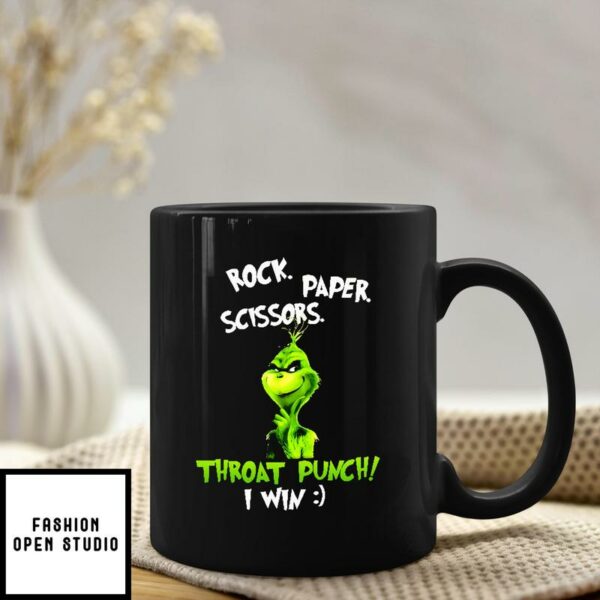 Rock Paper Scissors Throat Punch Grinch Mug