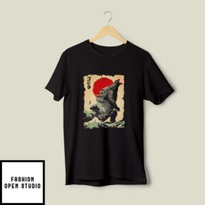 Vintage Japanese Godzilla Great Wave T-Shirt