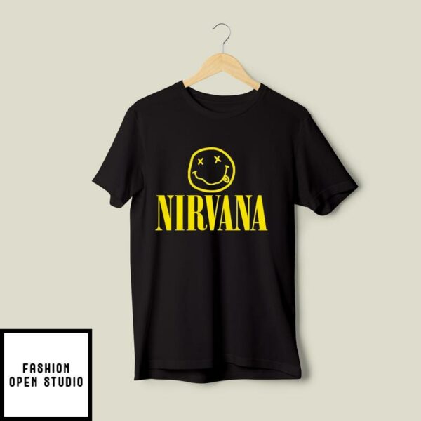 Nirvana T-shirt, Nirvana Rock Band T-Shirt, Smiley Face T-Shirt