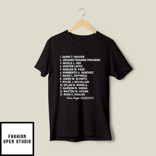 13 Fallen Soldiers T-Shirt Remember Their Names 13 Soldiers