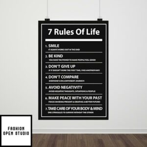 7 Rules Of Life Poster, Motivational Wall Art, Inspirational Quotes Decor, Positive Living Print