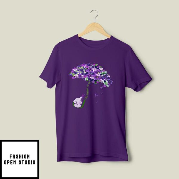 Flower Umbrella Cute Elephant Alzheimer Aware T-Shirt