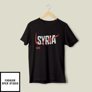 Syria Script Country T-Shirt, Syrian, Arab, Middle Eastern, Middle East Black T-Shit