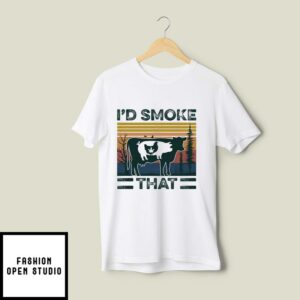 Vintage BBQ Smoker T-Shirt I’d Smoke That Weed Cow Pig Chicken