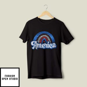 America Rainbow 4th Of July T-Shirt