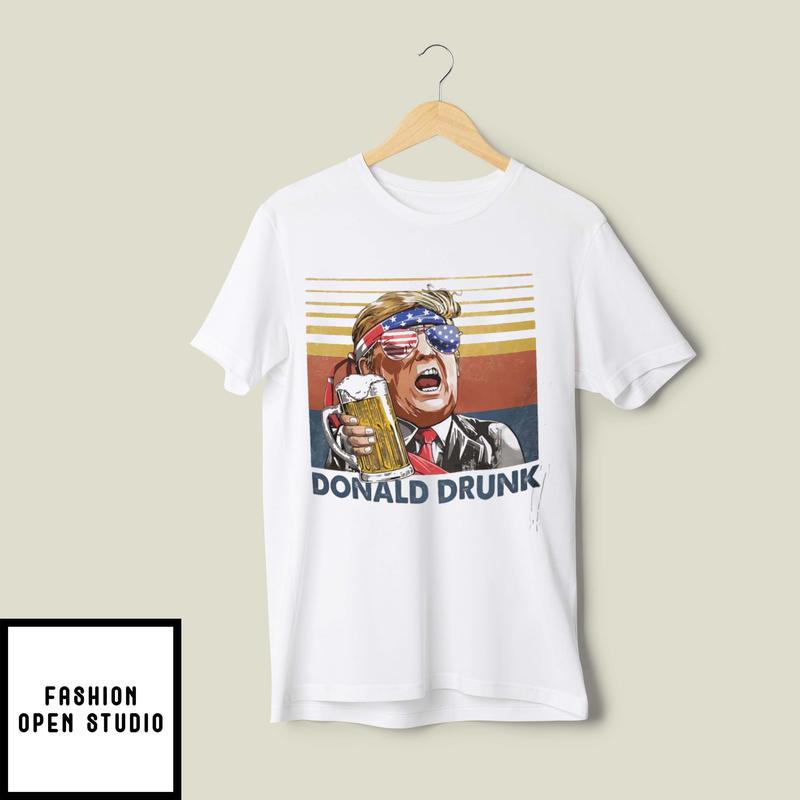 Donald Drunk 4th Of July T-Shirt US Flag Independence Day
