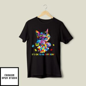 It’s Okay To Be Different T-Shirt Autism Cat Lover