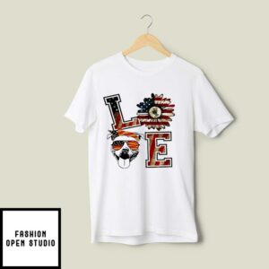 Love Pitbull US Flag Sunflower Patriot T-Shirt