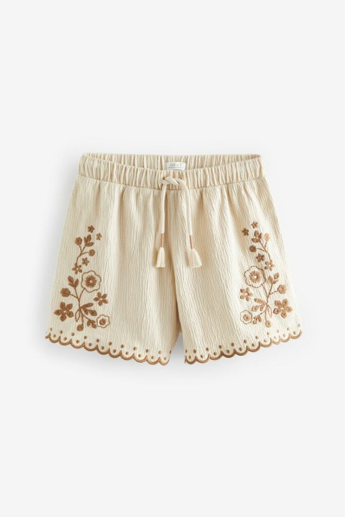 Embroidered fleece shorts