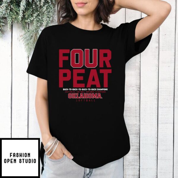 Four-Peat Licensed Champs Oklahoma Softball T-Shirt