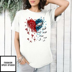 Love Philadelphia Phillies Philadelphia Eagles Tiny Hearts Shape T-Shirt