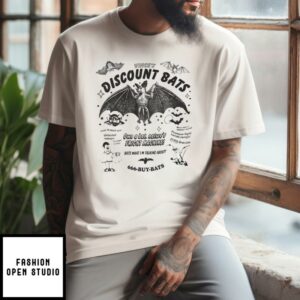 Vince’s Discount Bats T-Shirt Own A Bat Nature’s Fright Machine