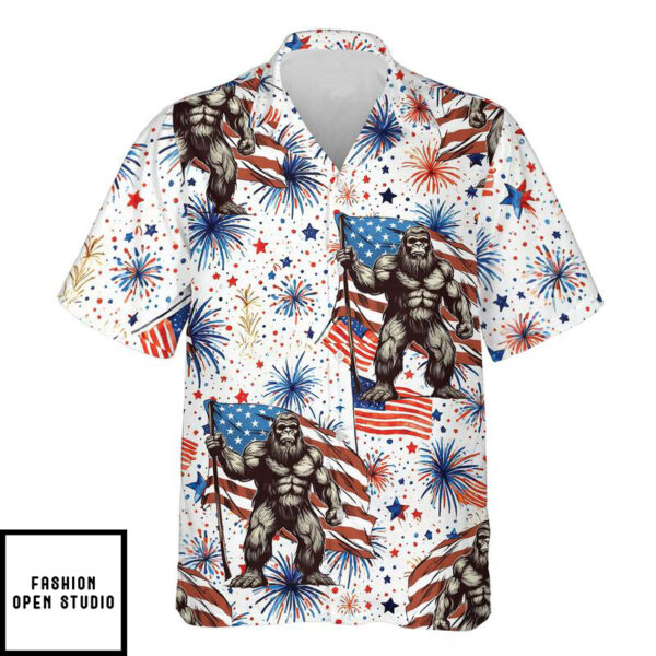 4th Of July Firework Bigfoot Hawaiian Shirt