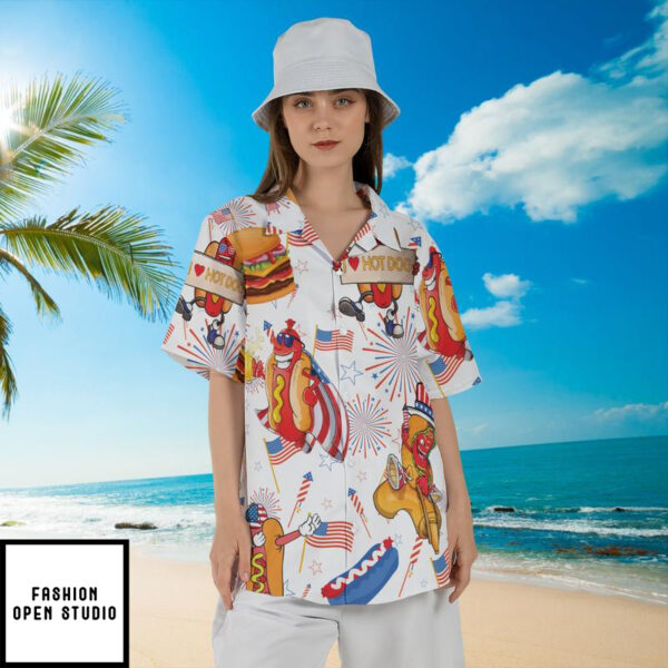 American Hot Dog Burger Hawaiian Shirt